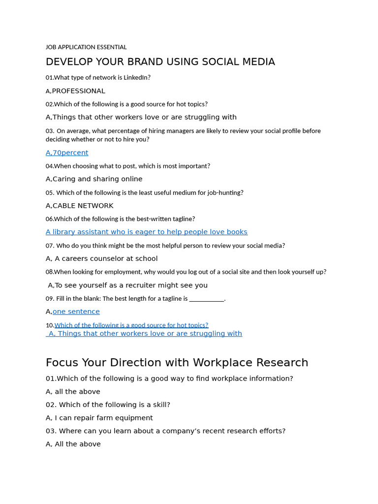 Job Application Essential | PDF | Résumé | Recruitment