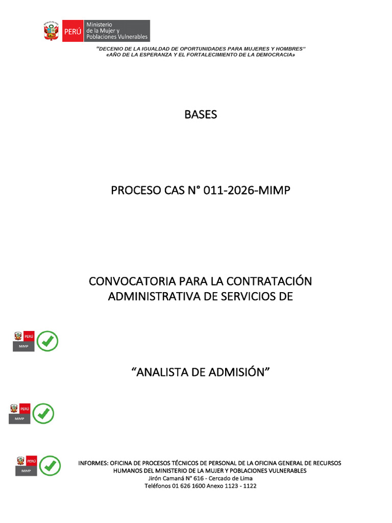 Bases Cas 011 2026 26 01 2026 | PDF | Trabajo Social | Plan de estudios