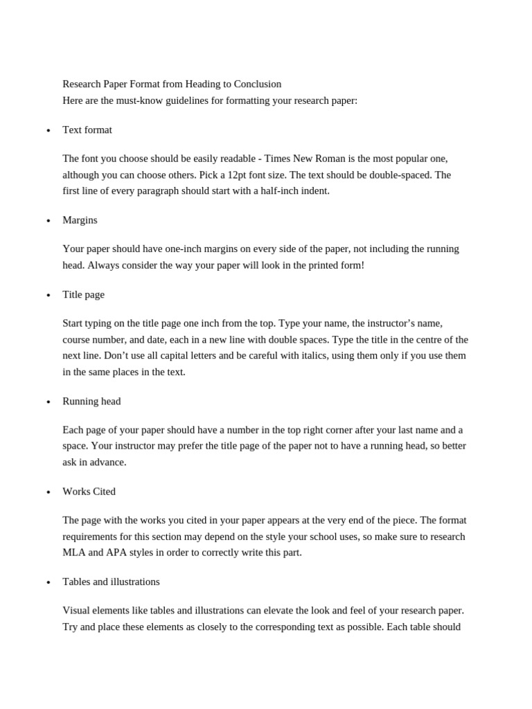 Research Paper Format From Heading To Conclusion | PDF
