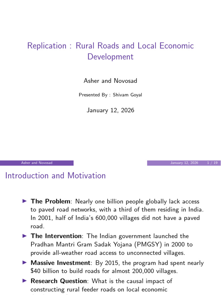 Rural Roads and Local Economic Development | PDF | Economies