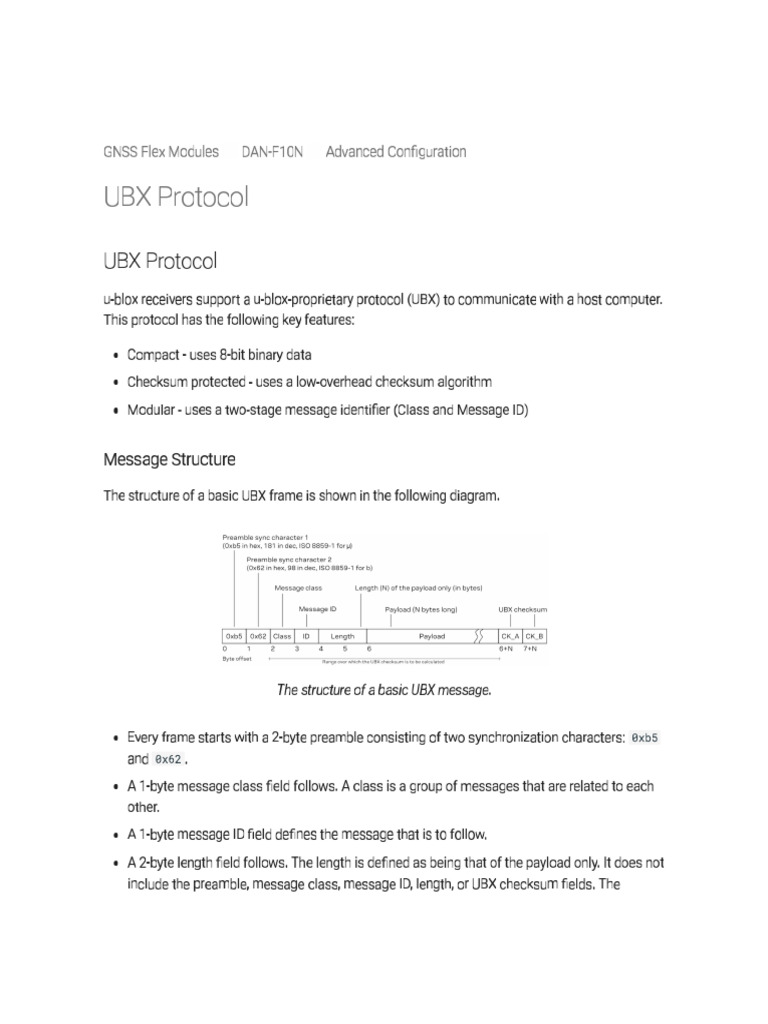 GPS NEO M9N 00B UBX Message Structure | PDF