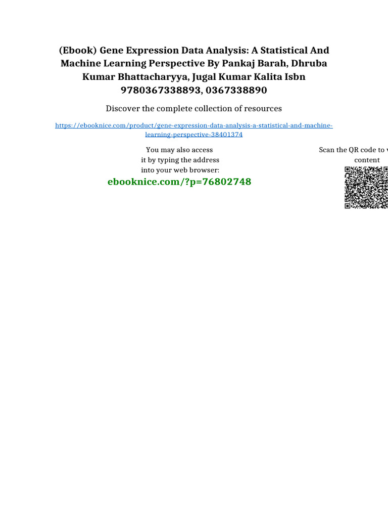 (Ebook) Gene Expression Data Analysis: A Statistical and Machine ...