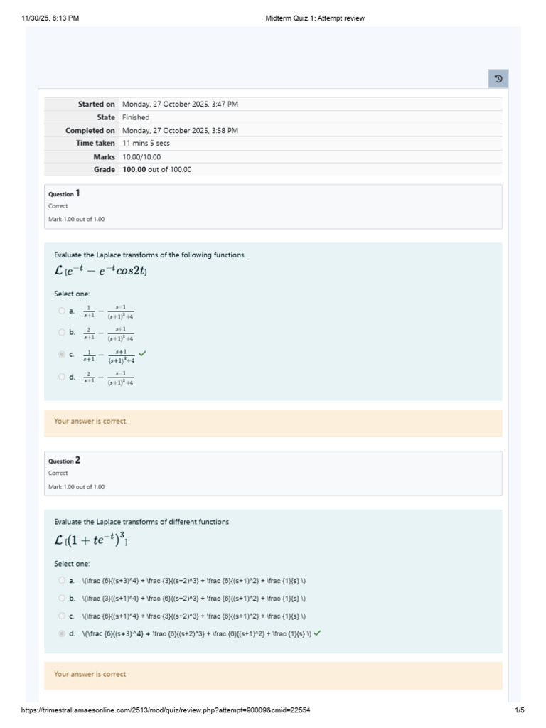 Final Quiz 1 - Attempt Review ADVANCED MATH | PDF | Functional Analysis ...