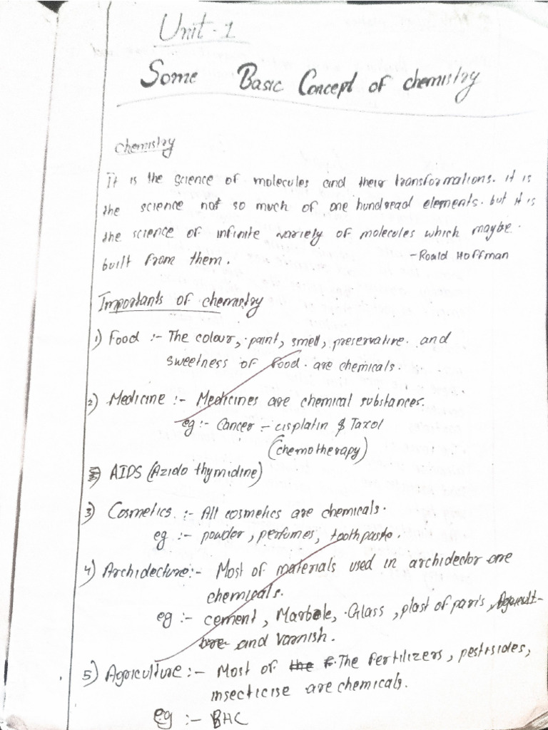 Chemistry 2026 Class Notes Some Basic Concepts of Chemistry Revision | PDF