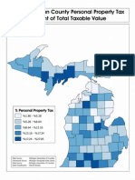 Map of percentage of taxable value is from PPT by county in Michigan