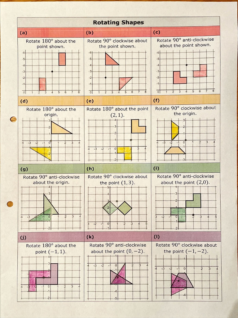 Rotations Practice Grid Answers | PDF