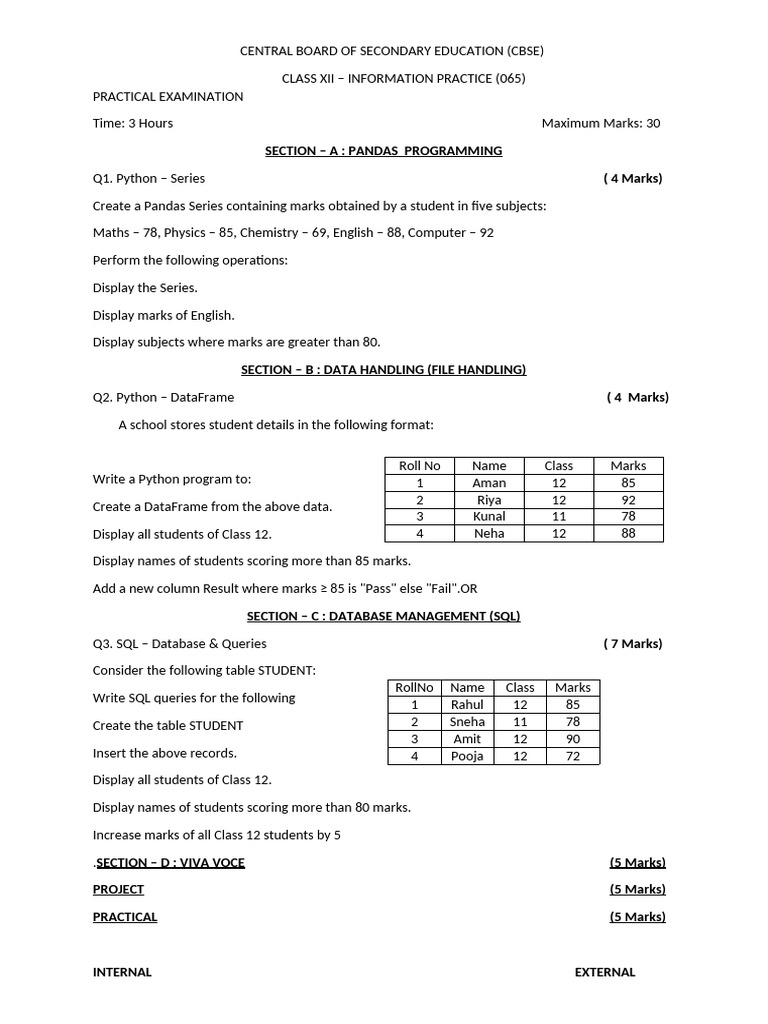 Practical Paper Cbse 1 | PDF | Sql | Databases
