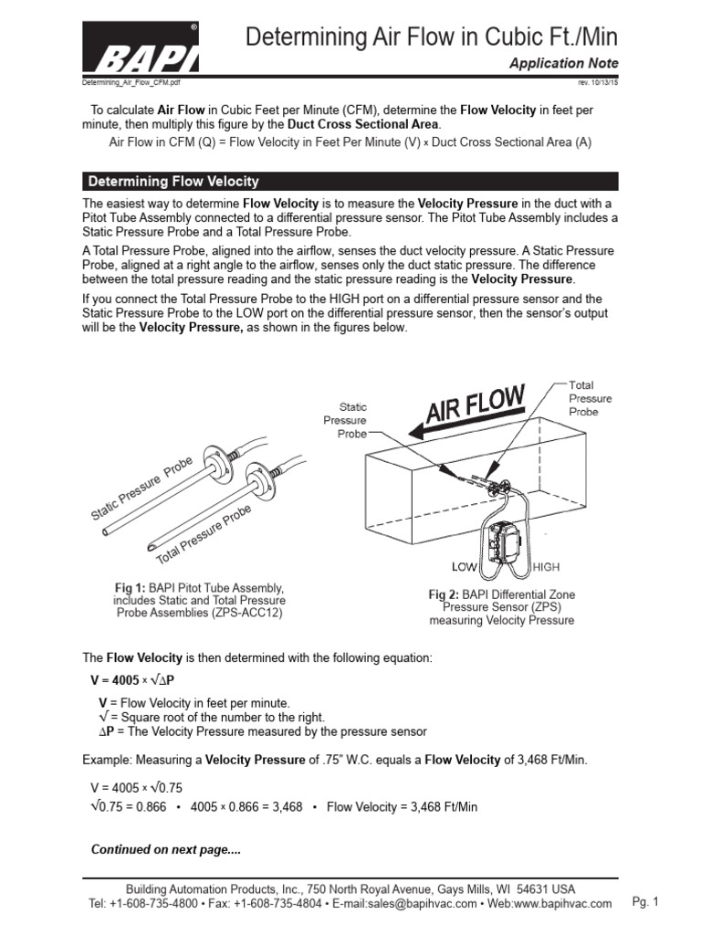 Determining Air Flow in CFM | PDF | Pressure | Pressure Measurement