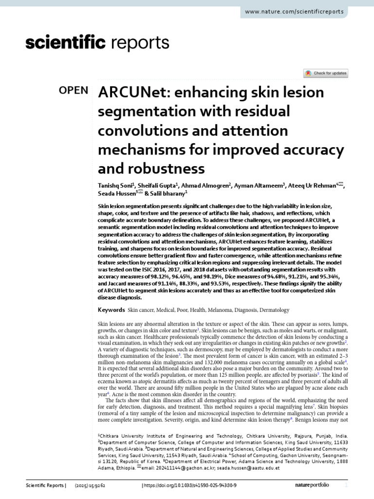 ARCUNet Enhancing Skin Lesion Segmentation With Residual Convolutions ...