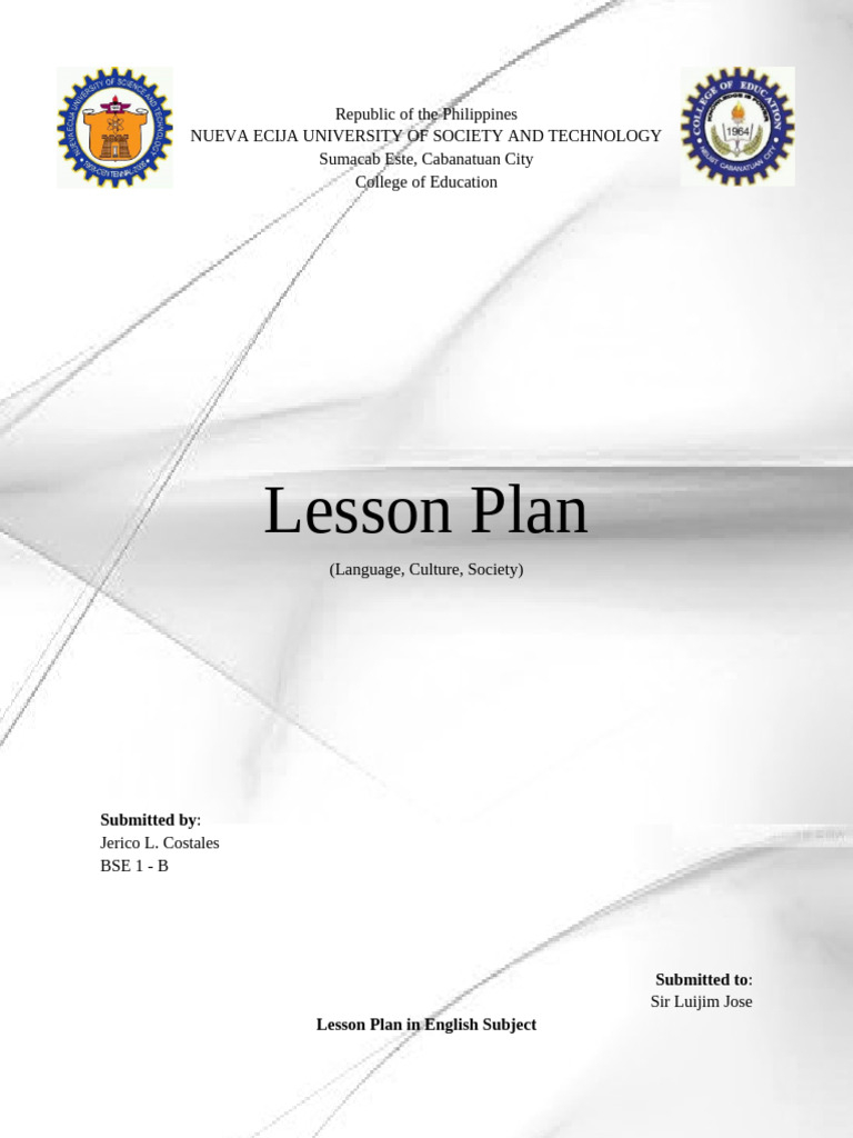 Lesson Plan in English Subject | PDF | Perception | Senses