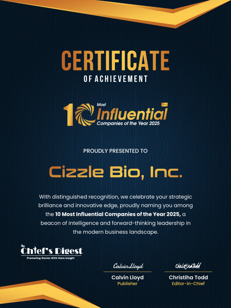 Certificate - Cizzle Bio, Inc. | PDF