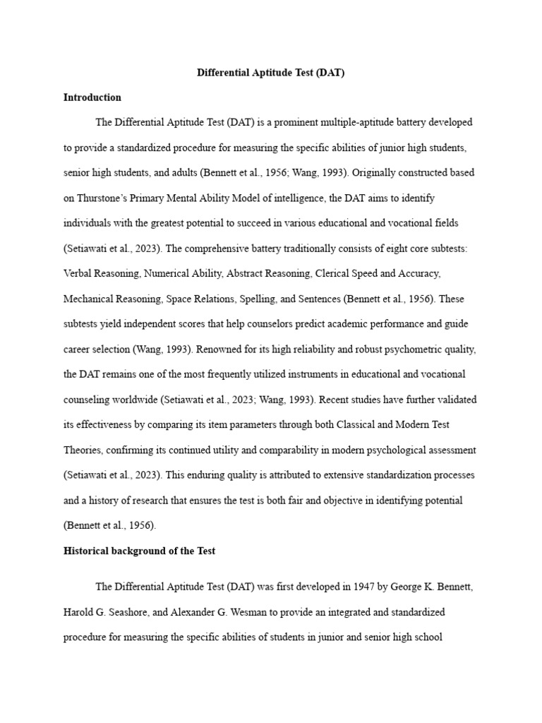 Differential Aptitude Test (DAT) - Record Writimg | PDF | Psychometrics ...