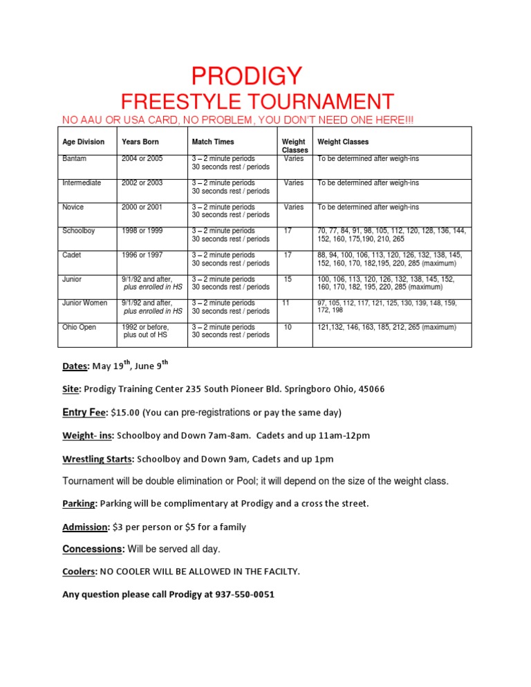 Prodigy Freestyle Tourn. | PDF