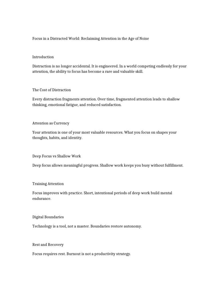 Document 4 Focus in A Distracted World | PDF | Attention | Occupational ...