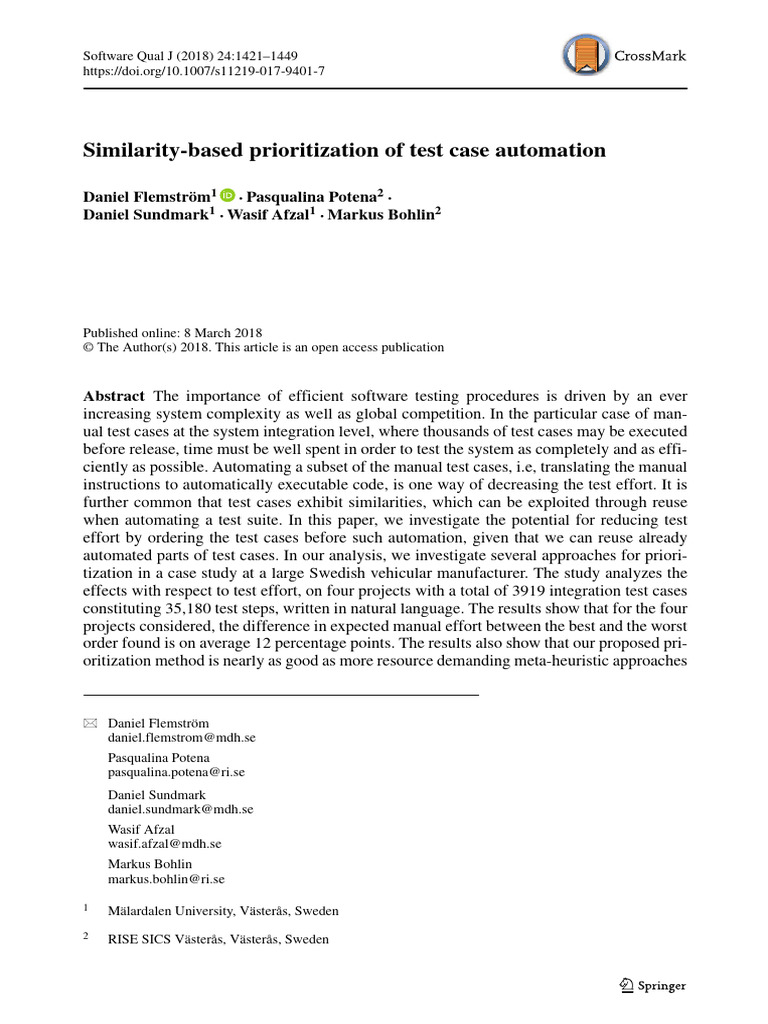 Similarity-Based Prioritization of Test Case Automation | PDF | System ...