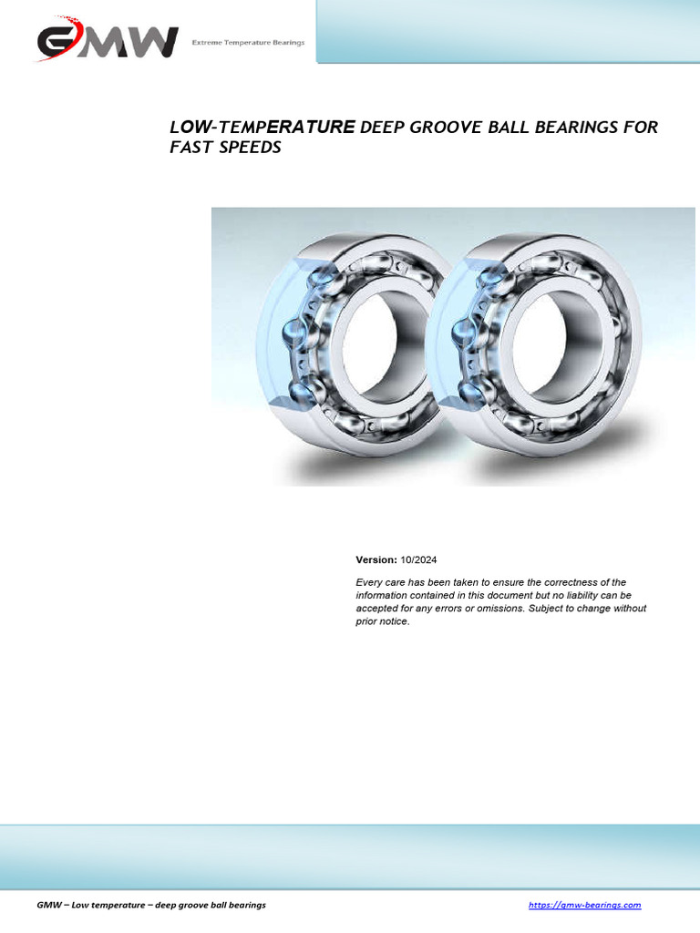 GMW - Low Temperature - Deep Groove Ball Bearings | PDF | Bearing ...