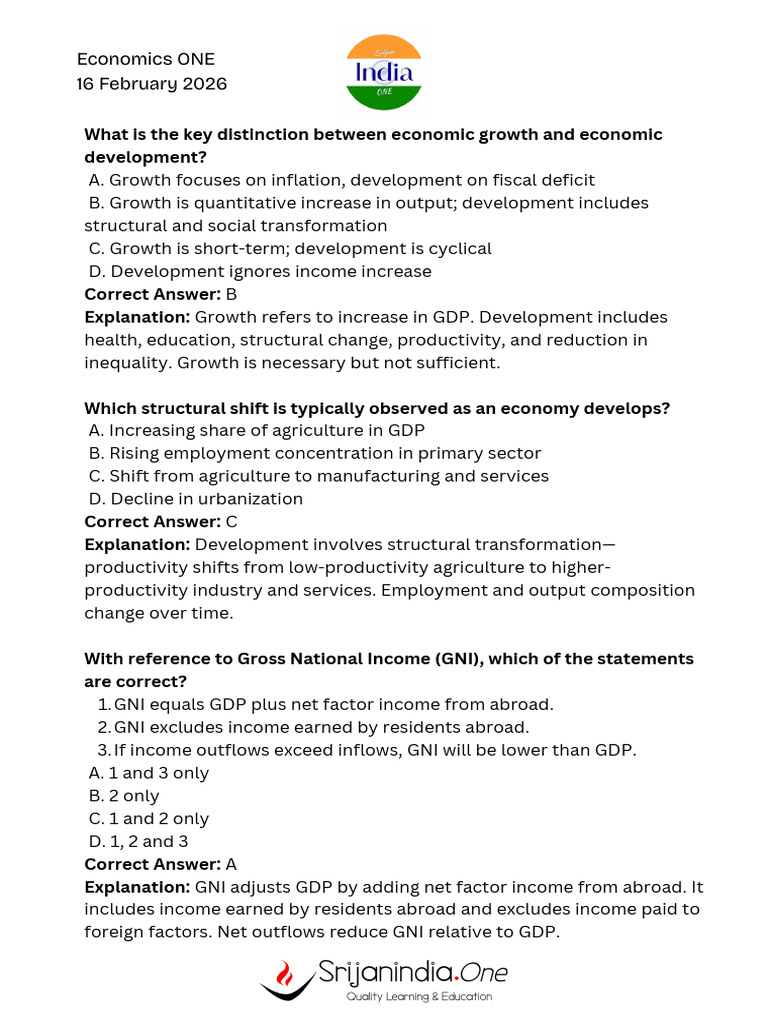Economics ONE 16 February 2026 | PDF | Gross Domestic Product ...