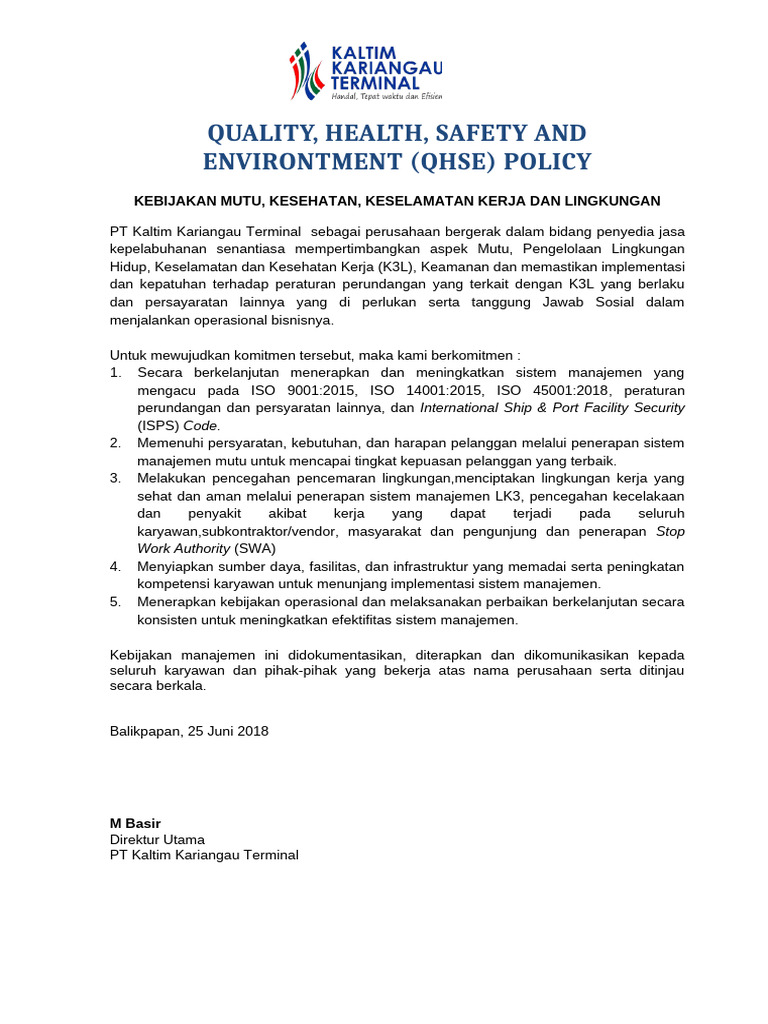 01 QHSE Policy | PDF