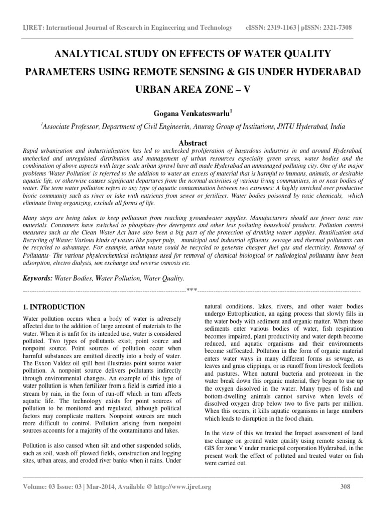 Analytical Study On Effects of Water Qua | PDF | Water Pollution | Ph