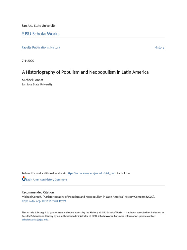 H3 ARTICLE A Historiography of Populism and Neopopulism in Latin ...