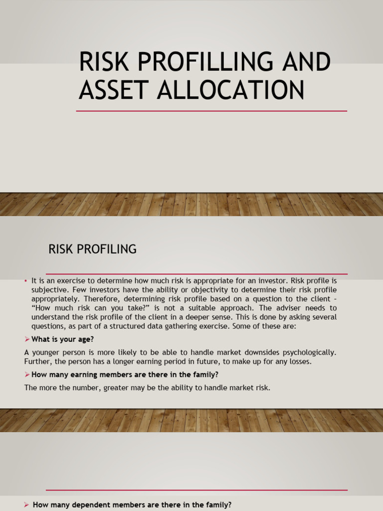 Risk Profilling and Asset Allocation | PDF | Asset Allocation | Investing