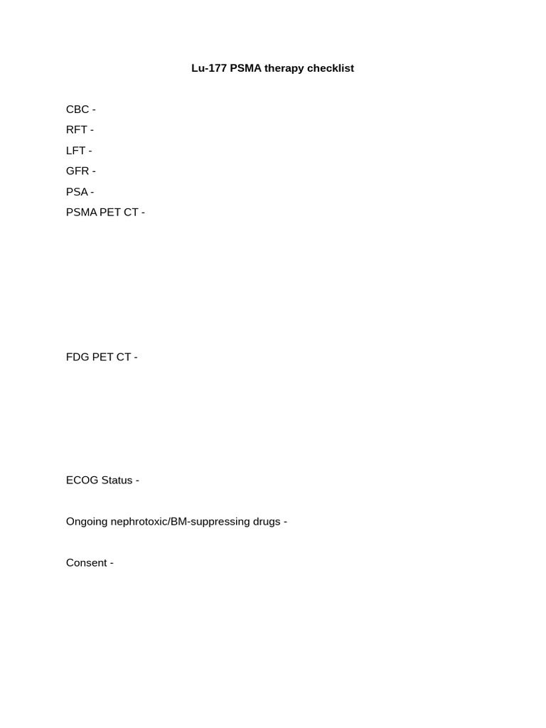 Lu-PSMA Checklist | PDF