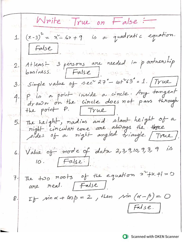 Trueorfalseform.p 2026 | PDF