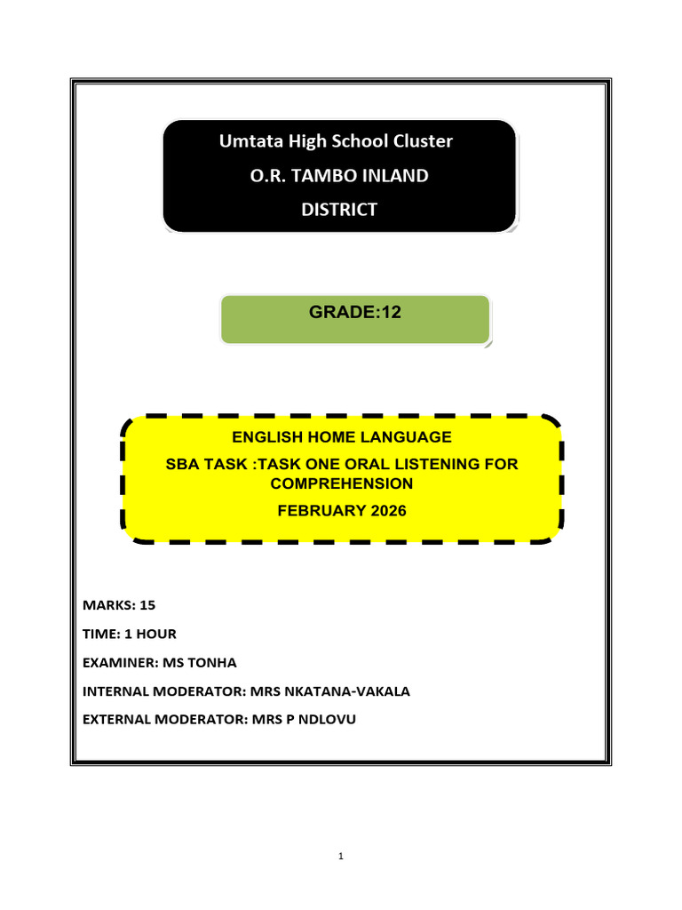 2026 Grade 12 Listening Comprehension Task 1 | PDF | Defamation
