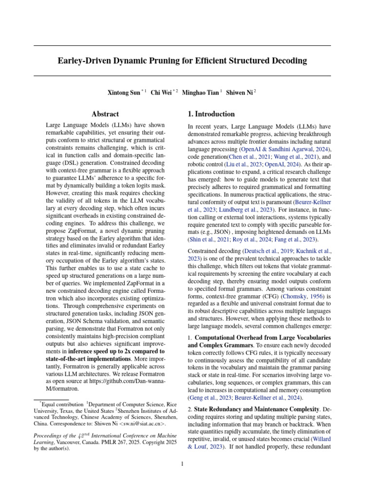Earley-Driven Dynamic Pruning For Efficient Structured Decoding | PDF ...