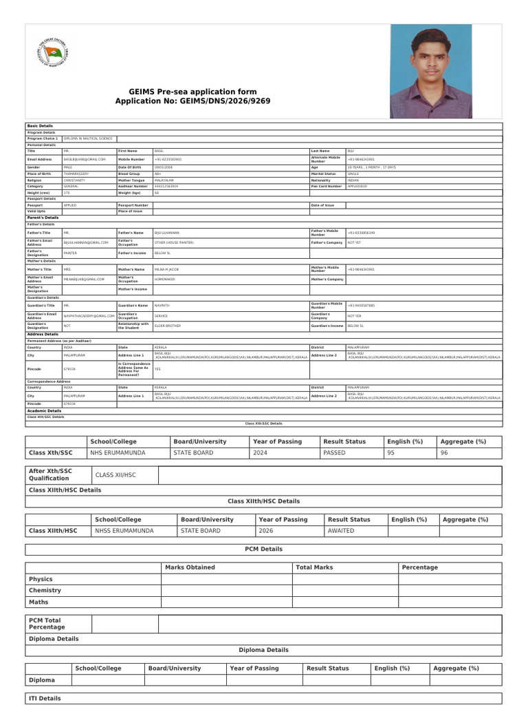 Application Form GEIMS DNS 2026 9269 | PDF