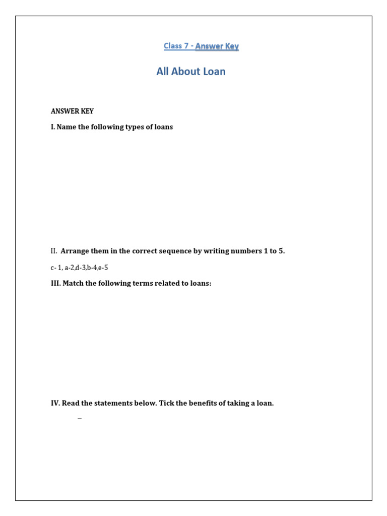 Class 7 - Answer Key | PDF | Service Industries | Financial Services