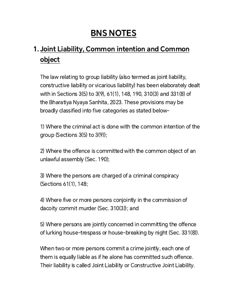BNS Notes PDF | PDF | Insanity Defense | Crimes