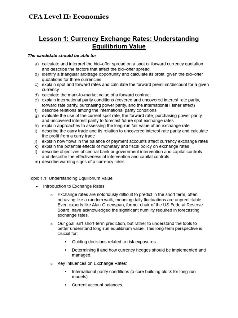 Lecture 1 Notes | PDF | Exchange Rate | Foreign Exchange Market
