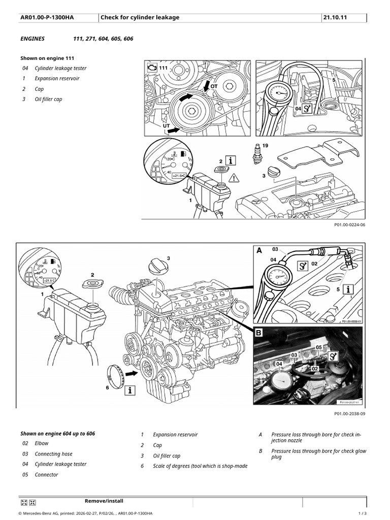 Check For Cylinder Leakage w211 | PDF | Piston | Cylinder (Engine)