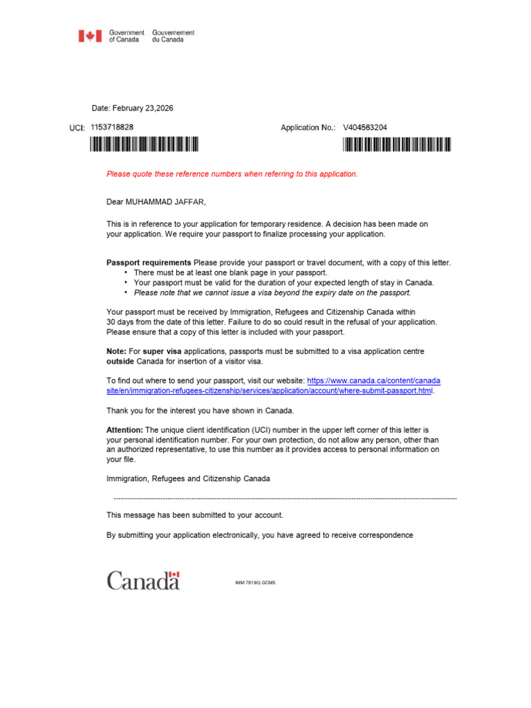 UCI: 11-4733-4431 Application - No: V404313867: Please Quote These ...