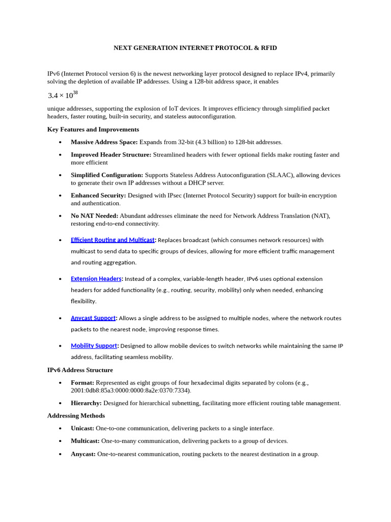 Next Generation Internet Protocol | PDF | I Pv6 | Radio Frequency ...