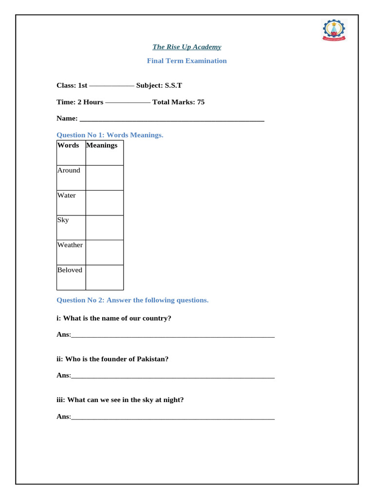 S.S.T Class 1 | PDF