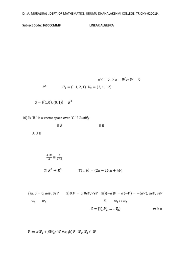 Linear Algebra 5UNITS ON 16 04 2020 | PDF | Linear Map | Eigenvalues ...