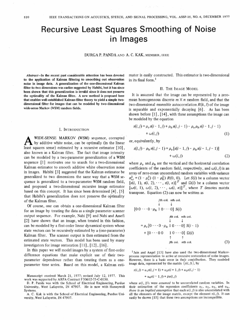 (4.) Recursive Least Squares Smoothing of Noise in Images - Panda1977 ...