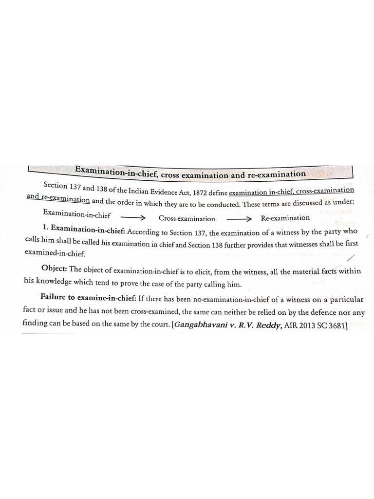 Evidence - Examination Notes | PDF