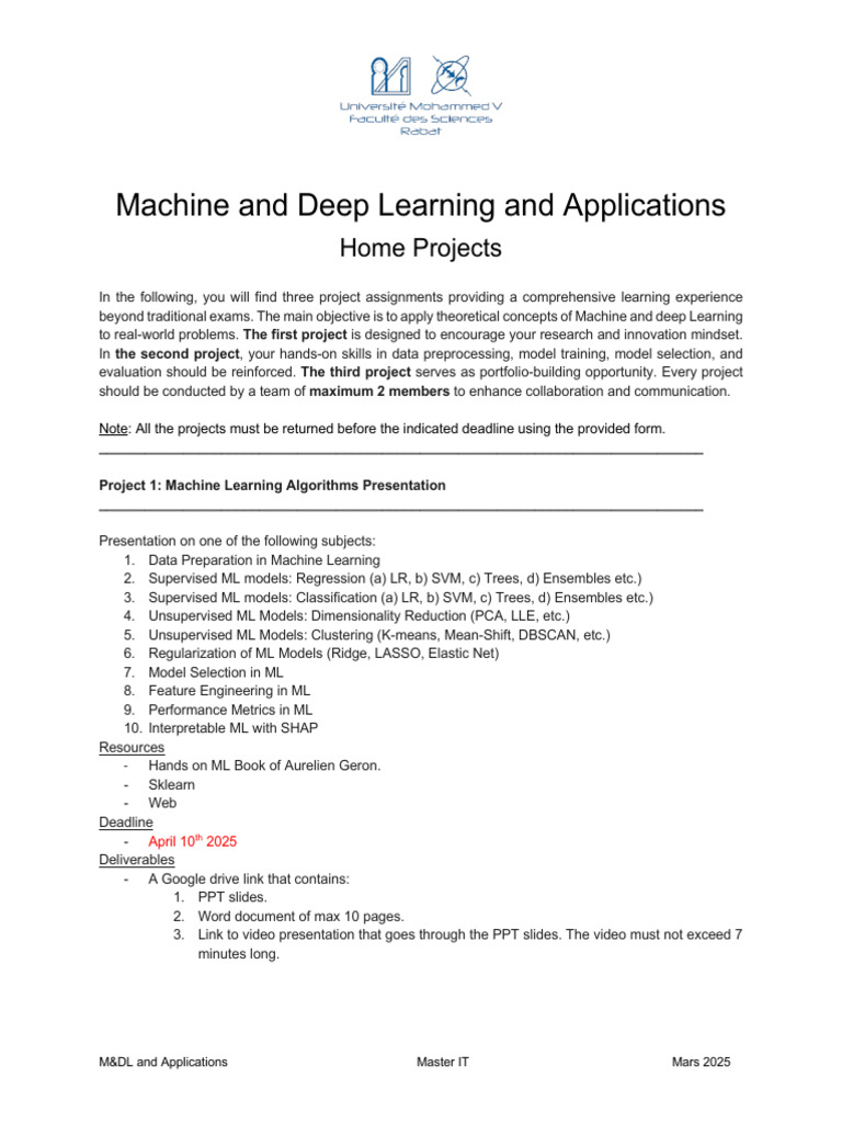 2025 Projects | PDF | Machine Learning | Deep Learning