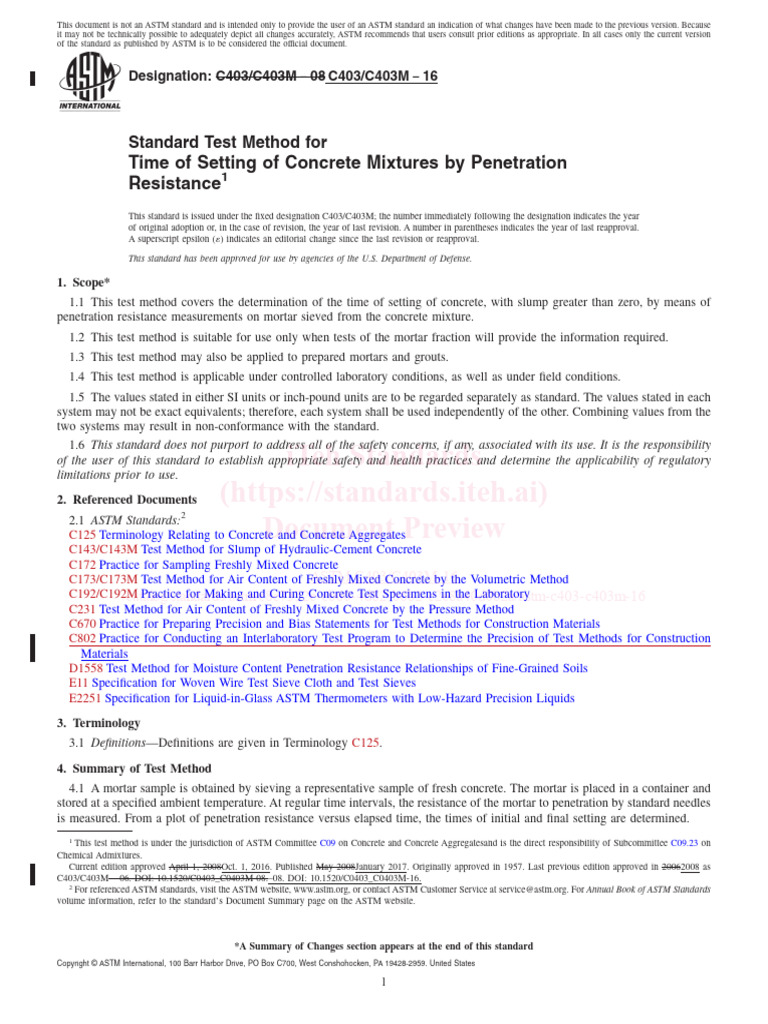 Astm C403 C403M 16 | PDF | Concrete | Thermometer