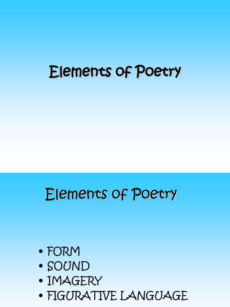 Elements of Poetry Ppoint | PDF | Poetry | Metre (Poetry)