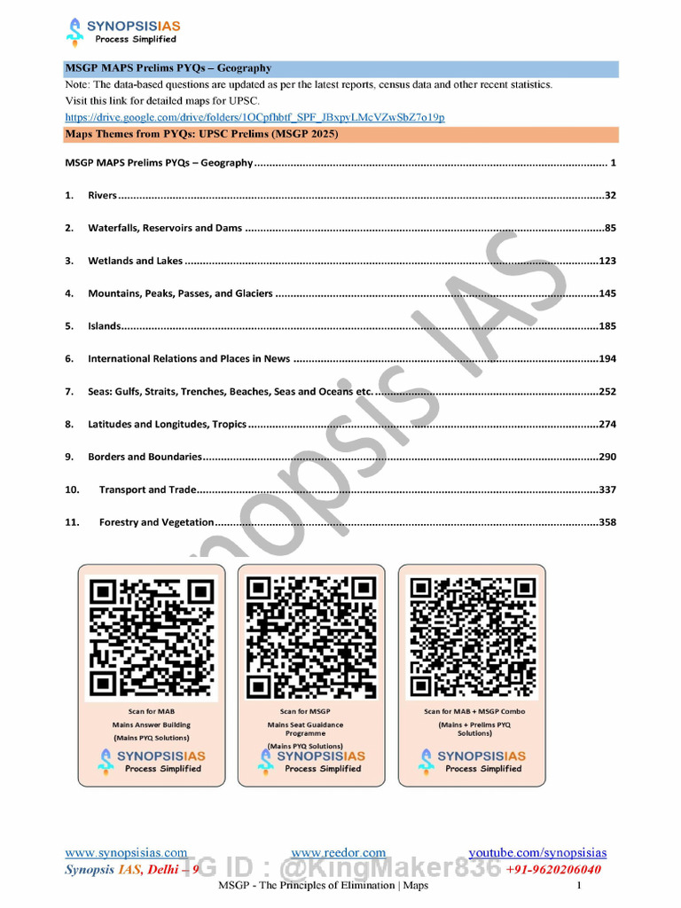 Maps (Prelims PYQs) | PDF