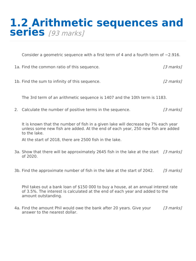 1.2 Arithmetic Sequences and Series | PDF | Mathematics | Mathematical ...