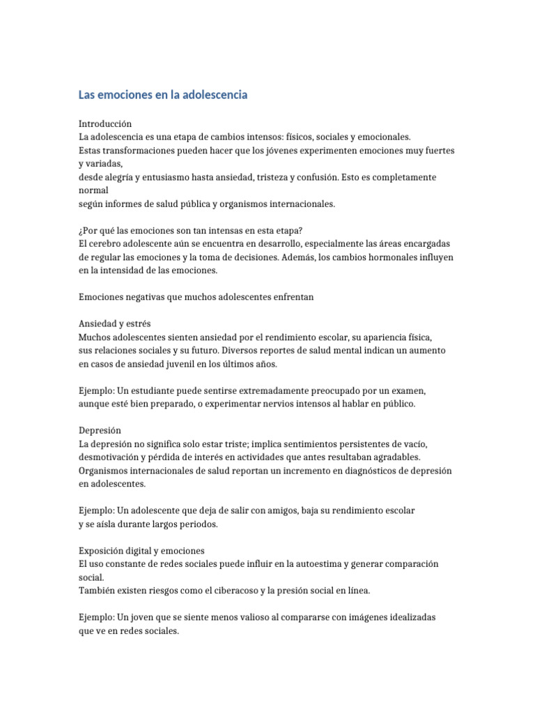 Las Emociones en La Adolescencia-3 | PDF | Las emociones | Adolescencia