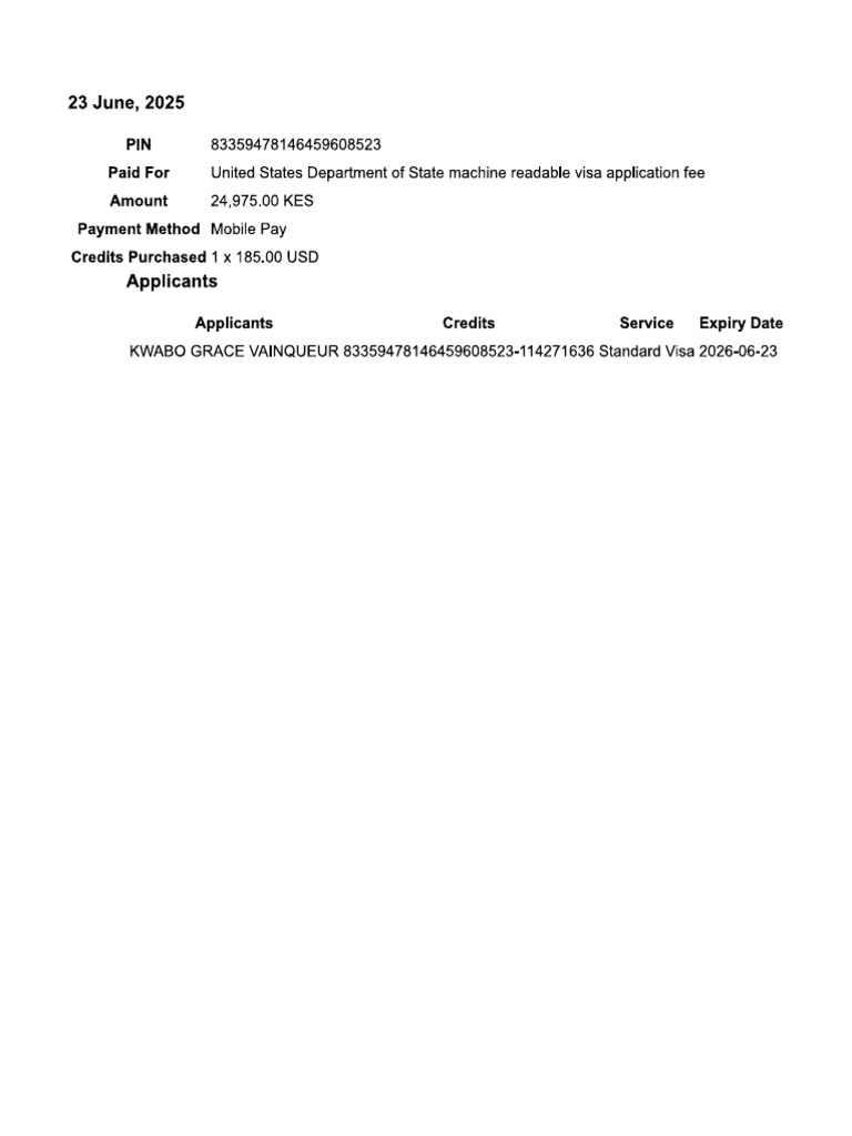 Visa Receipt | PDF