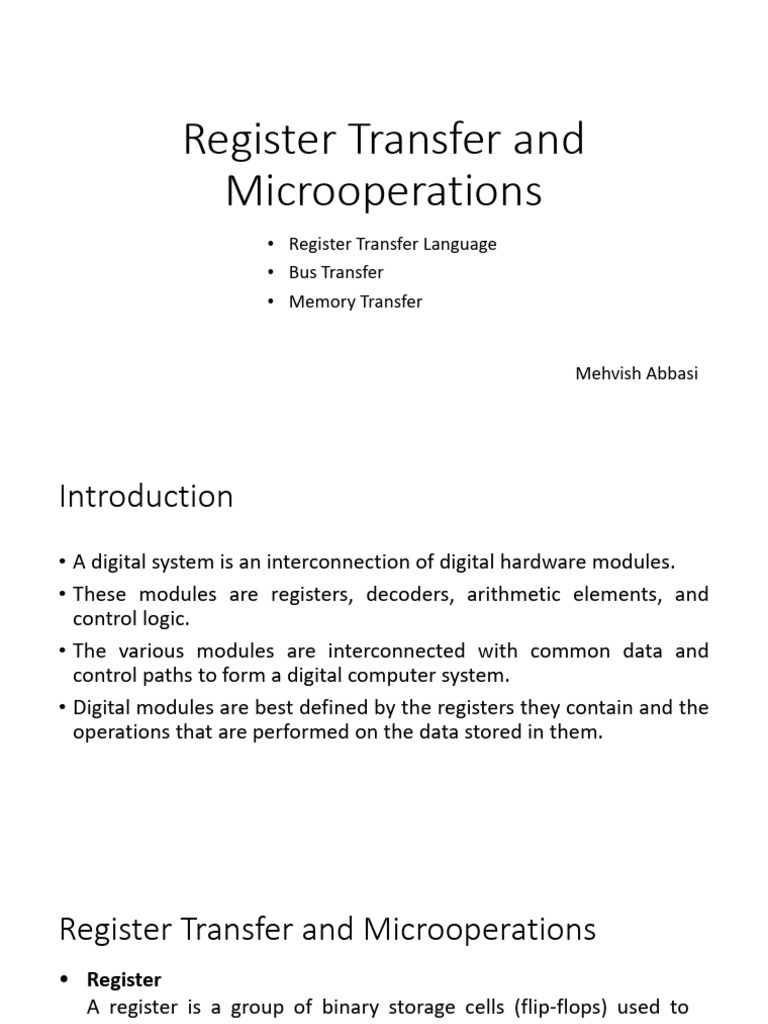 CA Lect3 RegisterBus Transfer | PDF | Logic Gate | Electronic Circuits