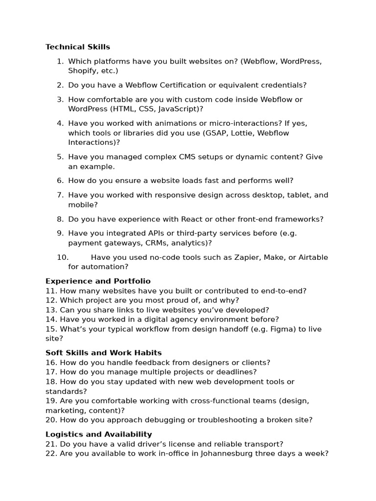 Web Developer Questions - Before Interwiew | PDF