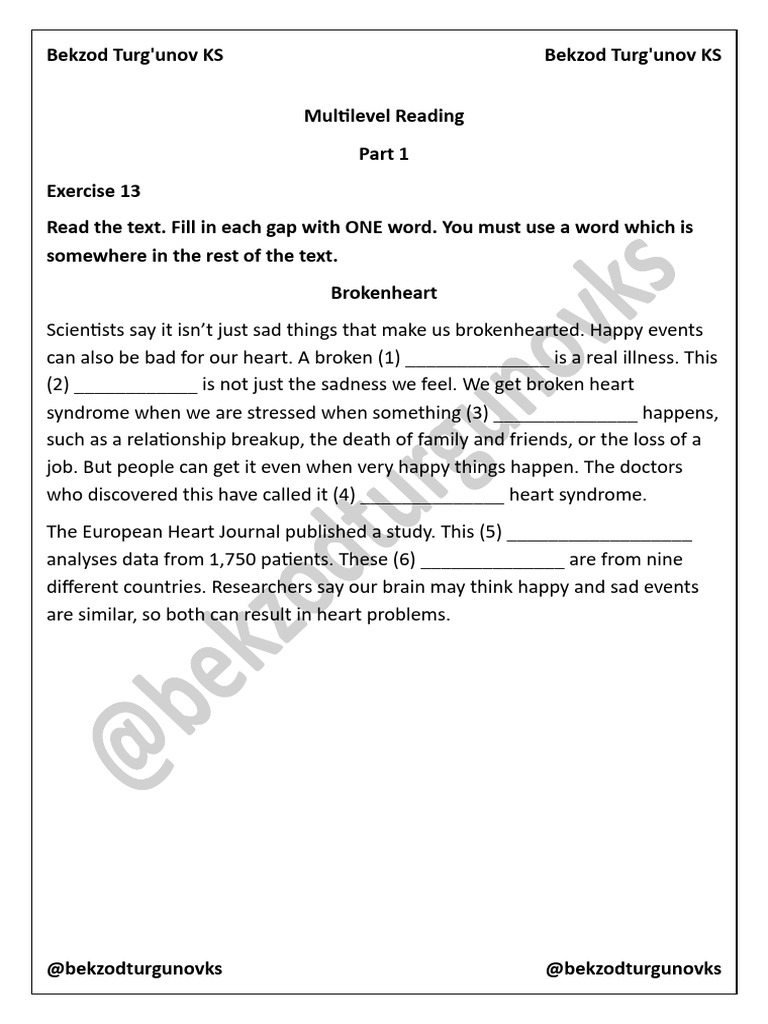 Multilevel Reading Part 1 Exercise 13 With (Answers) | PDF